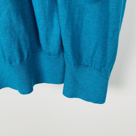 L.L. Bean Blue V-Neck Knit Pull Over Sweater Cotton Cashmere Blend, Men’s Size M - Picture 7 of 9